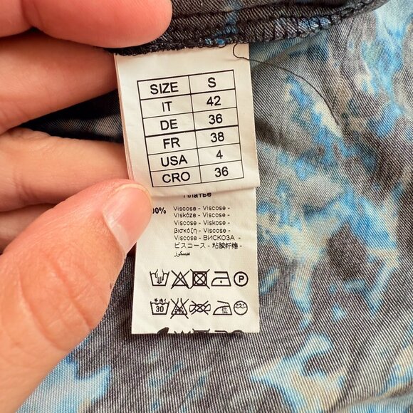 Beatrice .b Kaftan Midi Dress Small (4) Printed Pattern Blue Black Gold - Picture 11 of 11